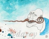 Mo the Print Moustache Mustache Man Creepy Bald Guy A4 size