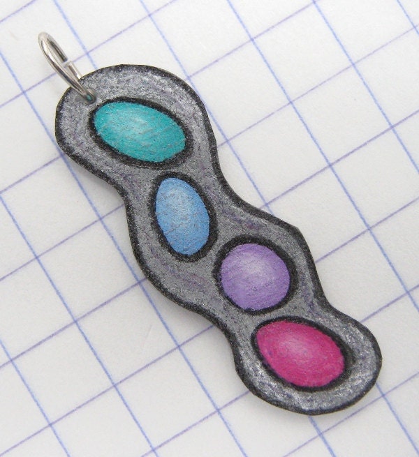 Jelly Bean Colorful Pendant Charm Silver Berry Lavender Mint Periwinkle