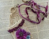 Bohemian Funky Crocheted Purse Necklace - Boho Meets Victorian - One of a Kind - Artist Designed