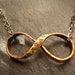 Infinity Necklace xoxo Brass Ribbon Infinity Pendant with Double Oxidized Sterling Silver Chain MADE TO ORDER