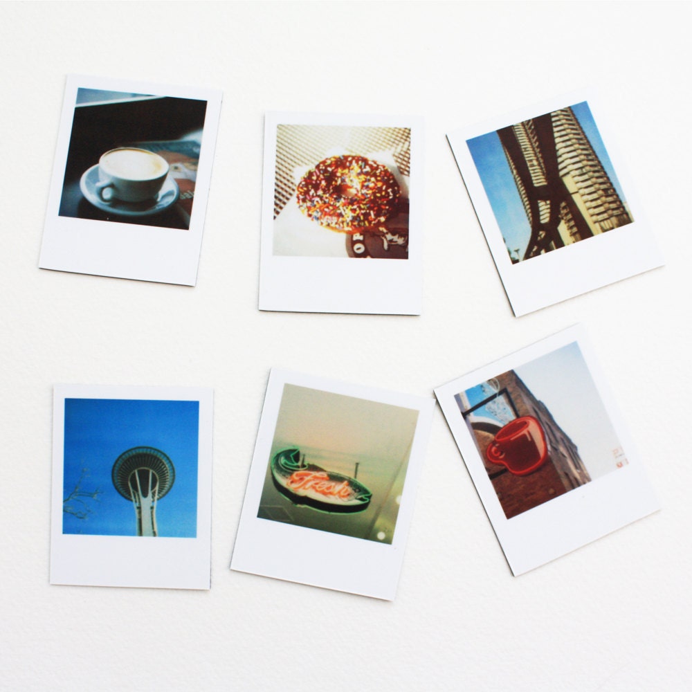 seattle polaroid magnets ... set of 6 magnets