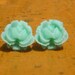 Aquamarine Blooming Rose 10mm Resin Stud Earrings