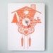 Wall Clock - Cuckoo Clock - Orange - Wood Panel
