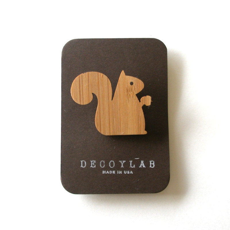Squirrel Bamboo Brooch