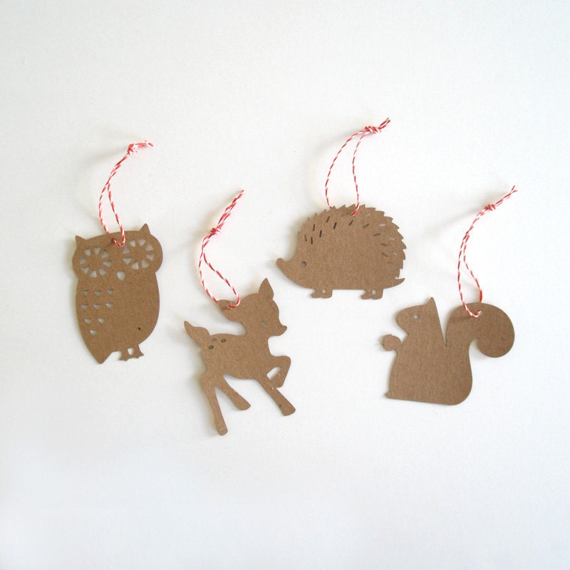 Gift Tags forest friends - Kraft - Set of 4