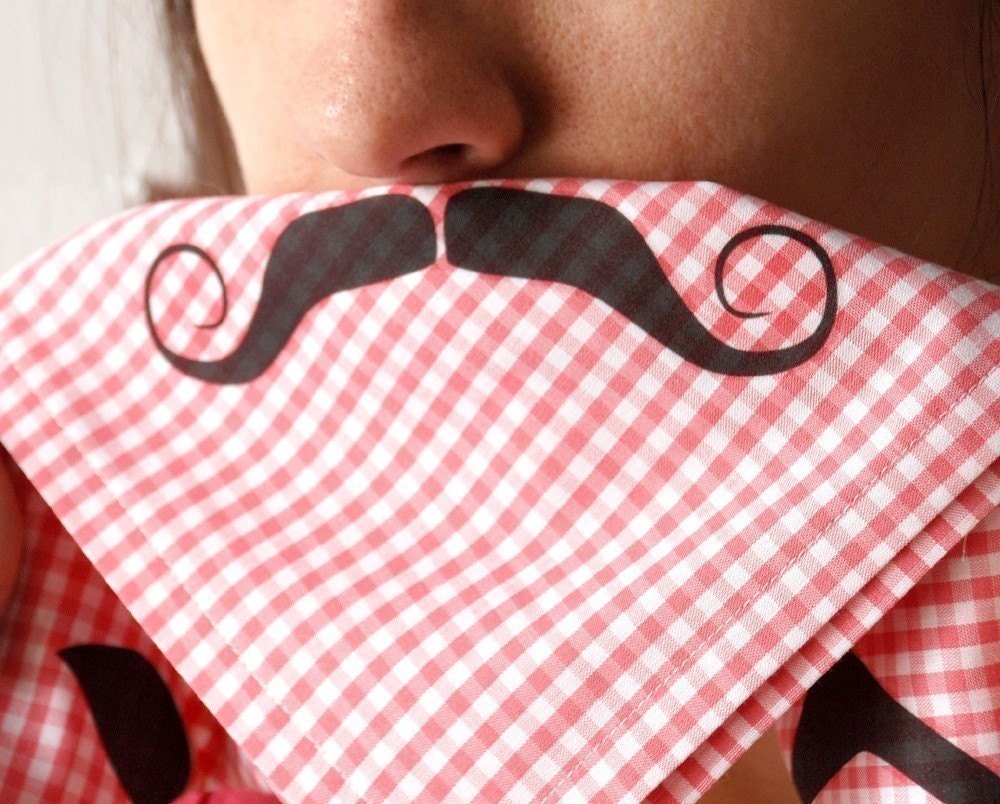 Mustache Handkerchief - Pretty in Pink Gingham