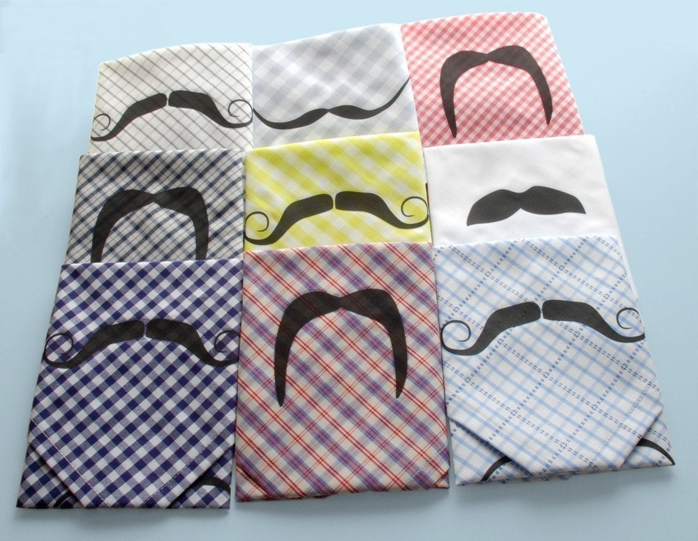 Mustache Handkerchief - Pretty in Pink Gingham