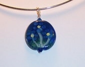 Lampwork Glass Pendant: Three Blossoms Blue