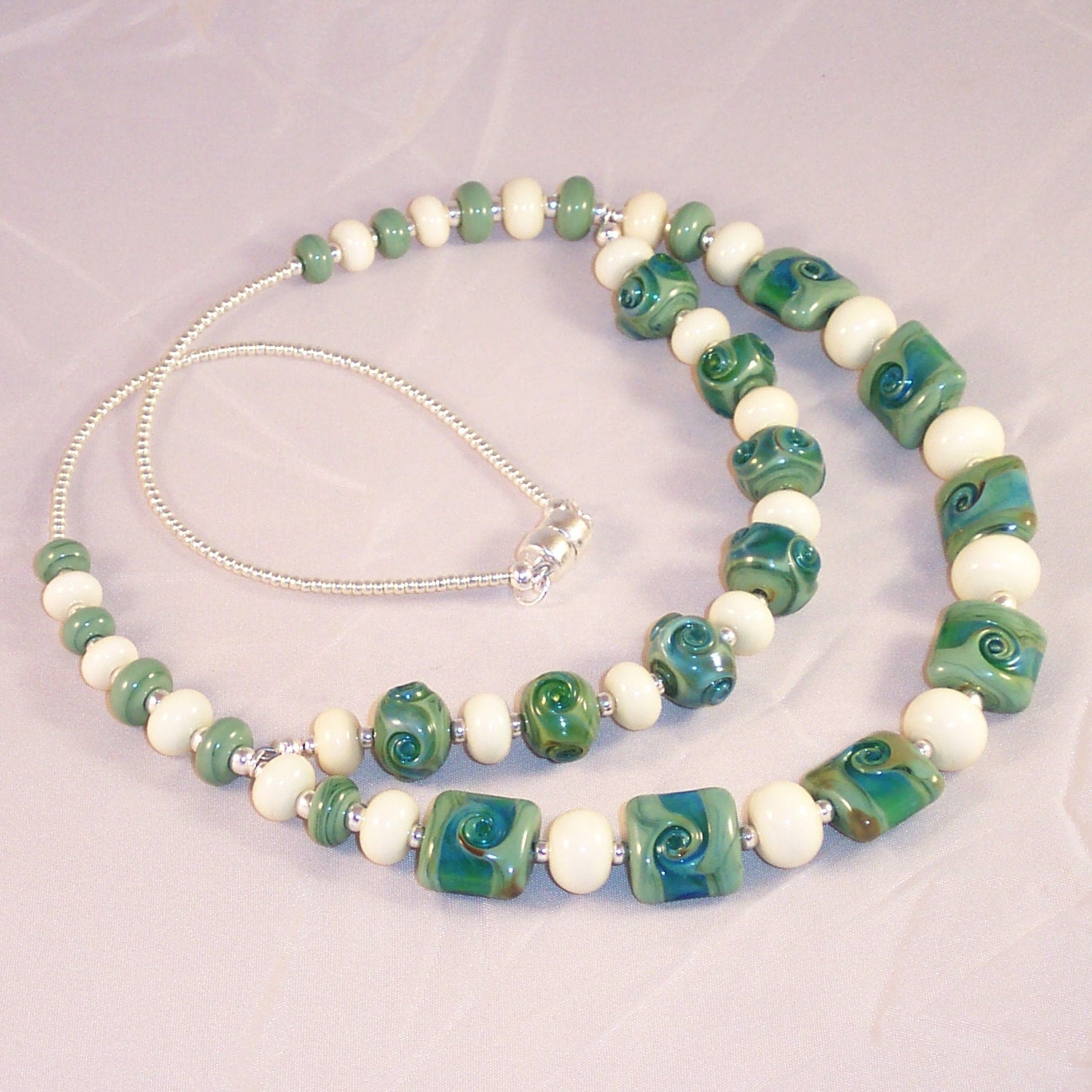 Lampwork Glass Necklace: Pristine Shore