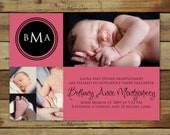 modern baby girl birth announcement - with monogram