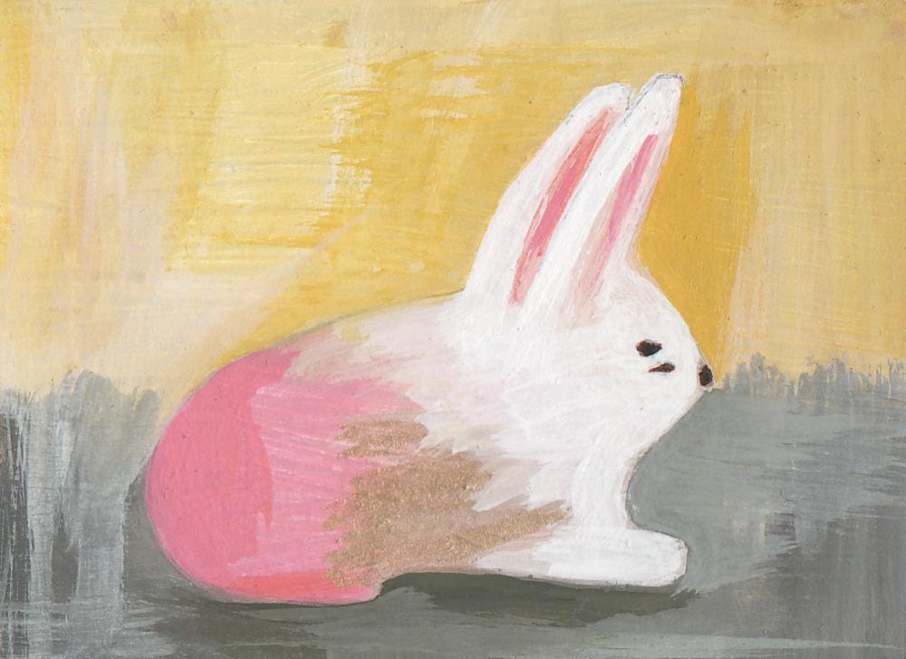 original small painting illustration - the bunny
