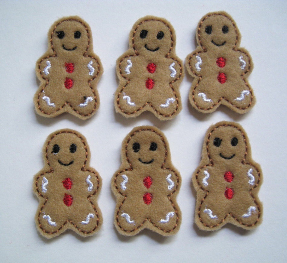 Gingerbread Men Felt Embroidered Embellishments