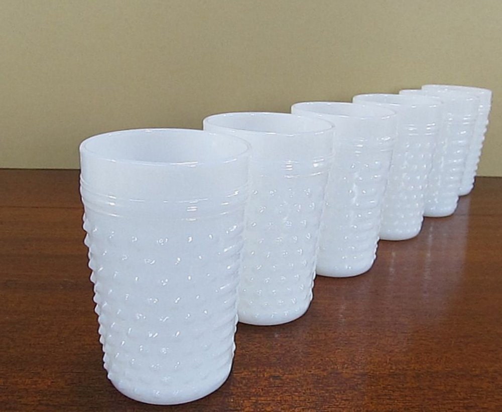 Milk Glass Hobnail Drinking Glasses By Cubecone On Etsy 1363