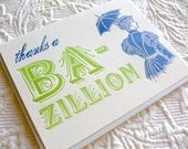 Letterpress Thank You Card. Thanks a Bazillion.