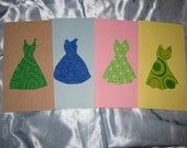 Party Dress Note Cards Set of 4