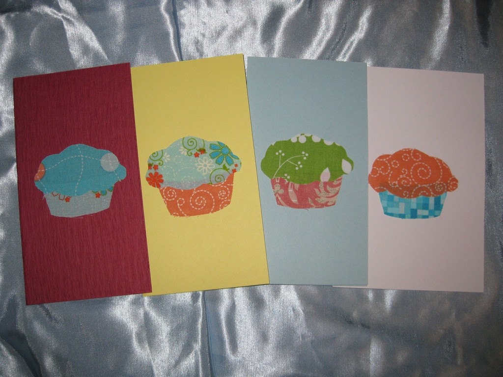 Cupcake Note Cards Set of 4
