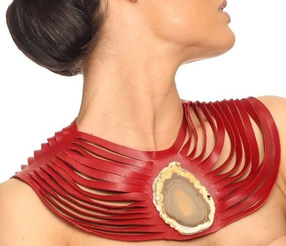 Jessica agate and leather necklace CLICK to see MORE COLORS