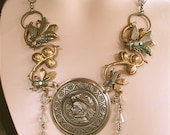 Victorian Necklace - Antique Repousse Watch, Wedding Jewelry, Steampunk, Steam Punk, Off-Beat Bride, Victorian Jewelry, Statement Necklace