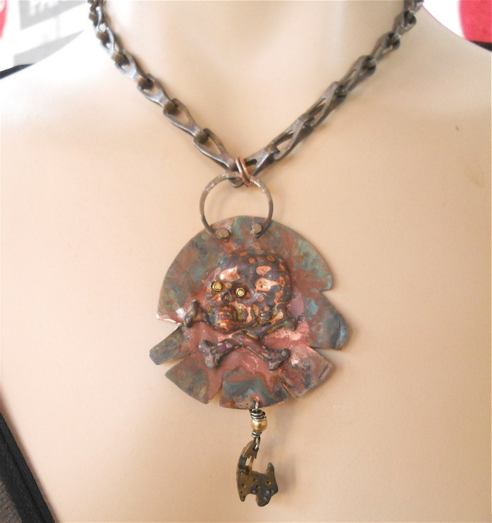 Steampunk Jewelry Pirate Necklace  II, Steampunk, Steampunk necklace, Steampunk pendant, pirate  jewelry, skull jewelry