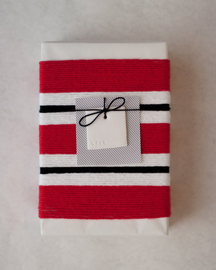 LOVE : Small Square White Birthday or Holiday Gift Tag (quantity 6)