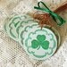 Shamrock Tags, St. Patrick's Day Tags, with Flourish border, Green and Copper Round with Copper Cord, Irish, Ireland