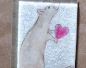 Hairless Rat on Silver Pendant OOAK Watercolor Wearable Art - Drusilla