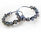 Jewelry tutorial wire wrapped gemstone hoops earrings tutorial - DIY beaded wire wrap tutorial digital PDF - rustic neutral gray ohtteam oht