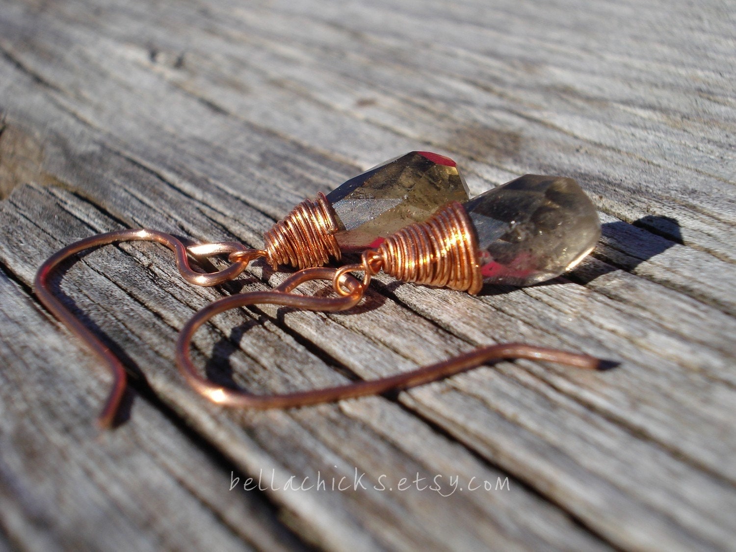 Quartz wire wrapped gemstone earrings SALE