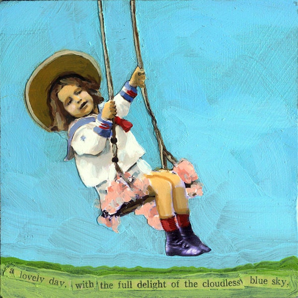 Girl in a Swing  fantasy archival print from original oil painting