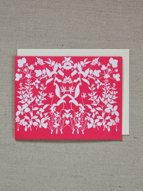 Milles fleur - botanical vining pattern - Pink Valentines card