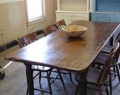 Turned Maple legs on old board Farm Table