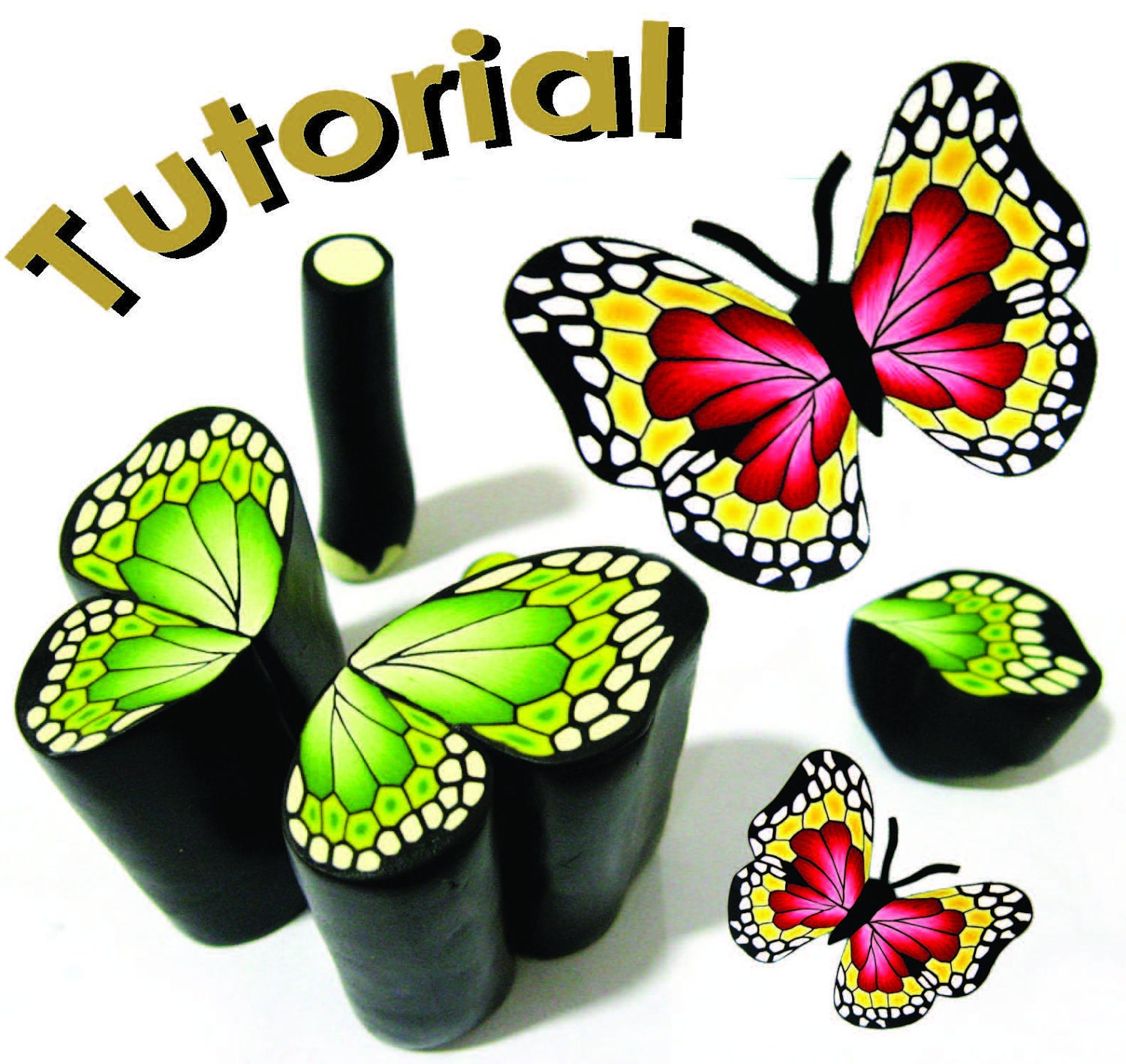 Tutorial -BUTTERFLY cane- polymer clay cane