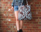 Hobo Pleated Home Decor Damask  fabric Handbag
