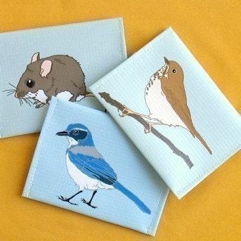 FREE SHIP--3 Eco Friendly Coin Purses, Choose from 48 Bird and Animal Designs