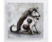 Pipe Smoking Jack Russell Portrait on 5x5 Canvas Print Block - Monty Magritte - Animal Portrait - Home Decor - Wall Art