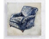 Blue Sofa Chair Portrait on 5x5 Canvas Print Block-  Furniture Still life -  Home Decor -  Wall Art