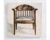 Saarinen White Chair Portrait on 5x5 Canvas Print Block - Designer Furniture Still Life - Wall Art - Home Decor
