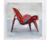 Three legged Shell Chair Portrait on 5x5 Canvas Print  Art Block - Form - Function - Beauty -  Designer Furniture Still Life  - Home Decor