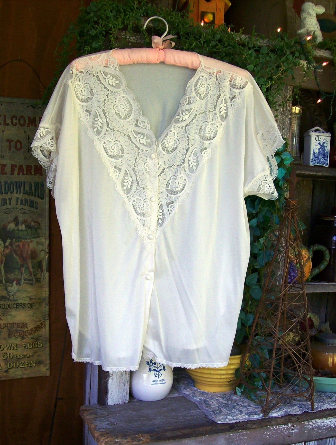 Vintage Olga 1960 Bed Jacket For Lagenlook Over Cami Or Tank Great Summer Layering