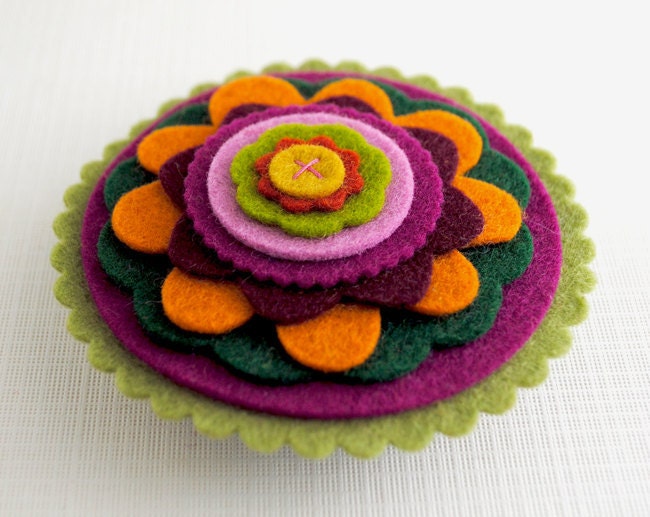 Beautiful Wool Felt Flower Brooch
