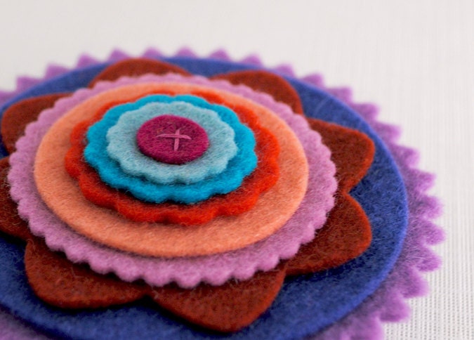 Beautiful Wool Felt Flower Brooch
