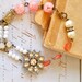 Vintage pink beaded old rhinestone charm bracelet...Margaret