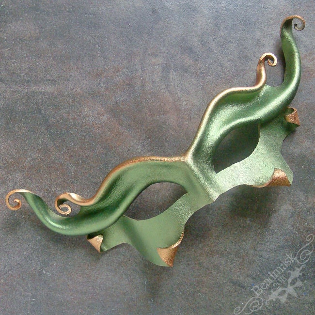 Olive Imp Leather Mask - Green Goblin Cosplay Costume Halloween LARP