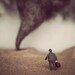 Miniature diorama, tornado photo, twister with business man, Half Awake series, Sometimes - 8x10 photograph