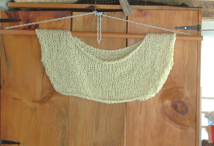 Wide necked sweater pullover shortie dancewear sloppy stretchy in cream one size handknit