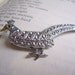 Pheasant vintage brooch - silver steel cut - 1940s