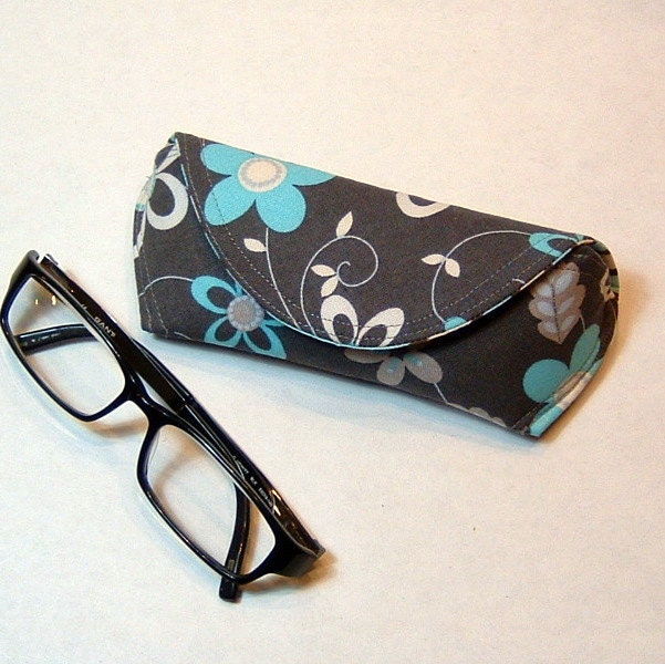 Eye Glass or Sun Glass Case - Charcoal Garden