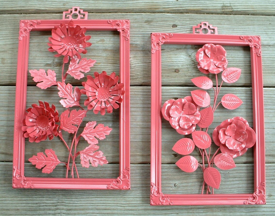 Vintage Pair of Framed 3D Metal Wall Art by LoveTspVintage