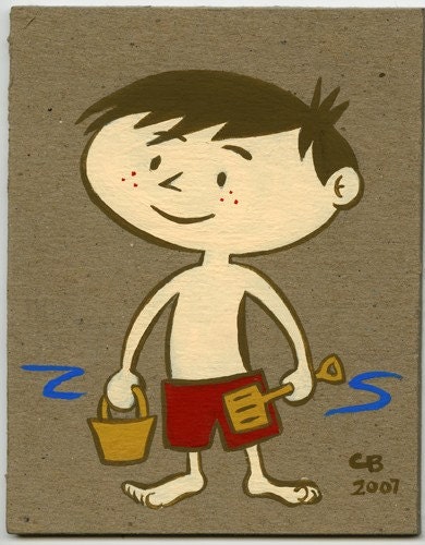 Small Painting - Beach Pail Boy