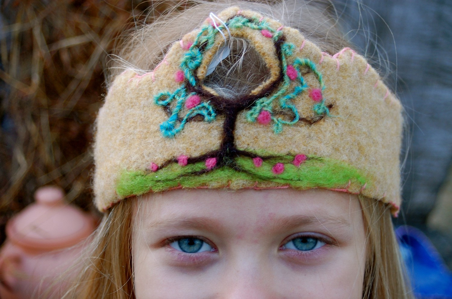 Up-cycled Wool Tree Crown with ties- FREE shipping
